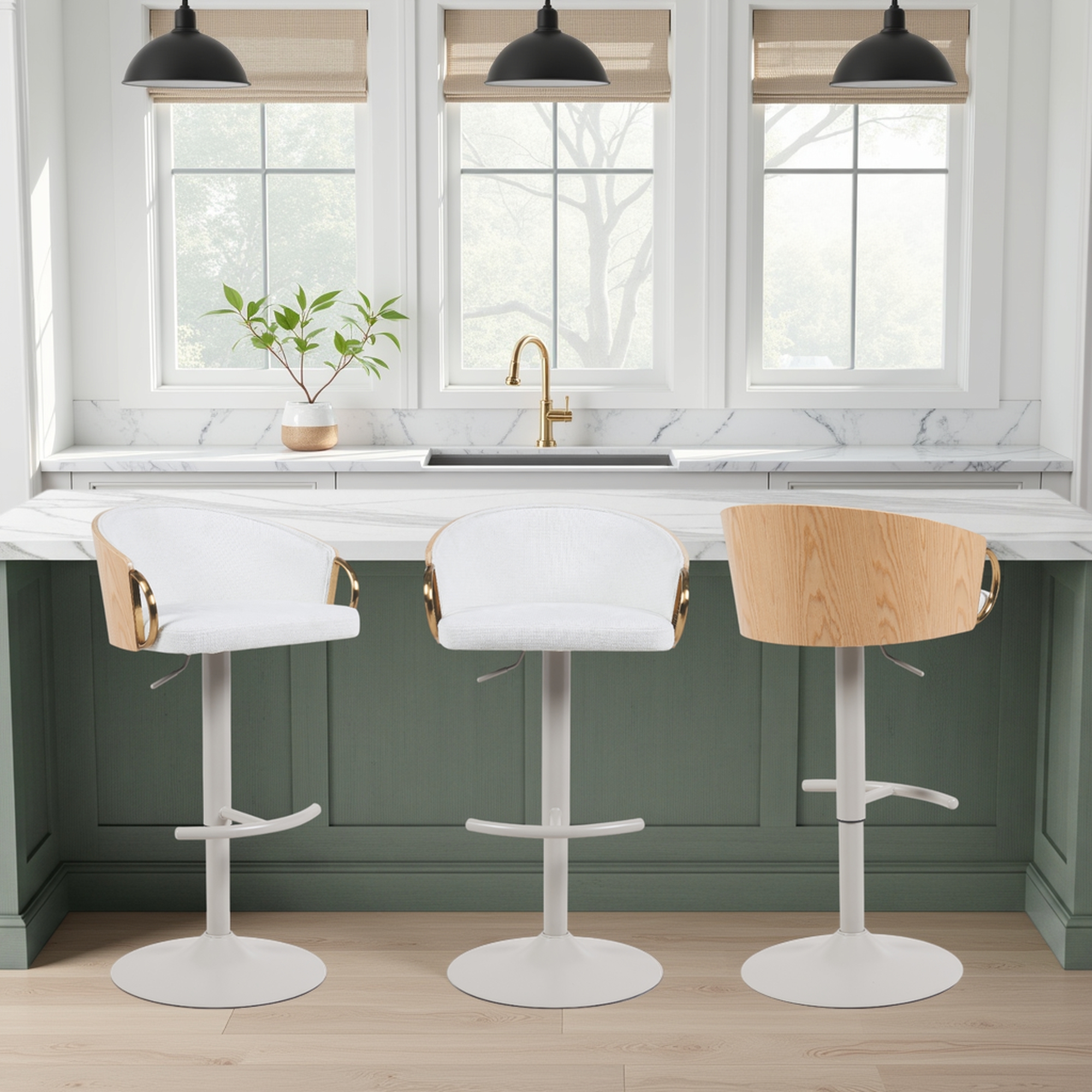 Armen Living Solstice Adjustable Upholstered Bar Stool