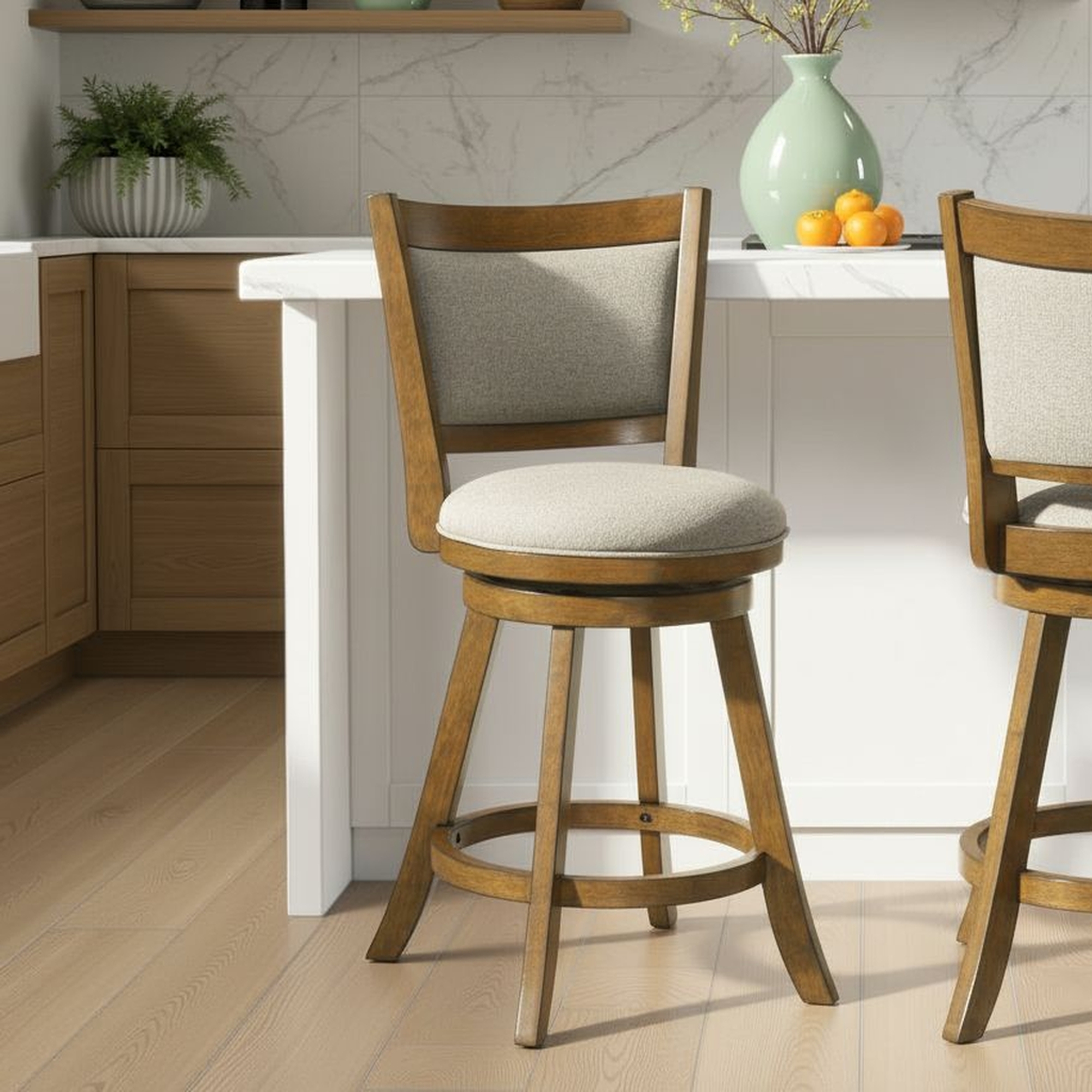 Armen Living Aiden Upholstered Counter-Height Swivel Stool