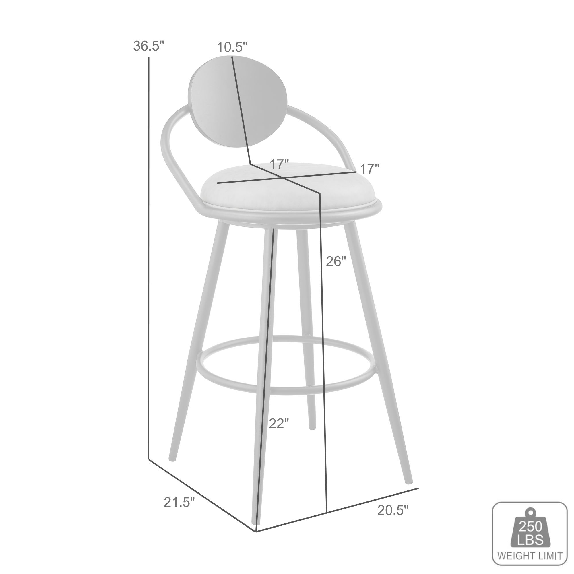 Armen Living Carnation Swivel Counter Stool