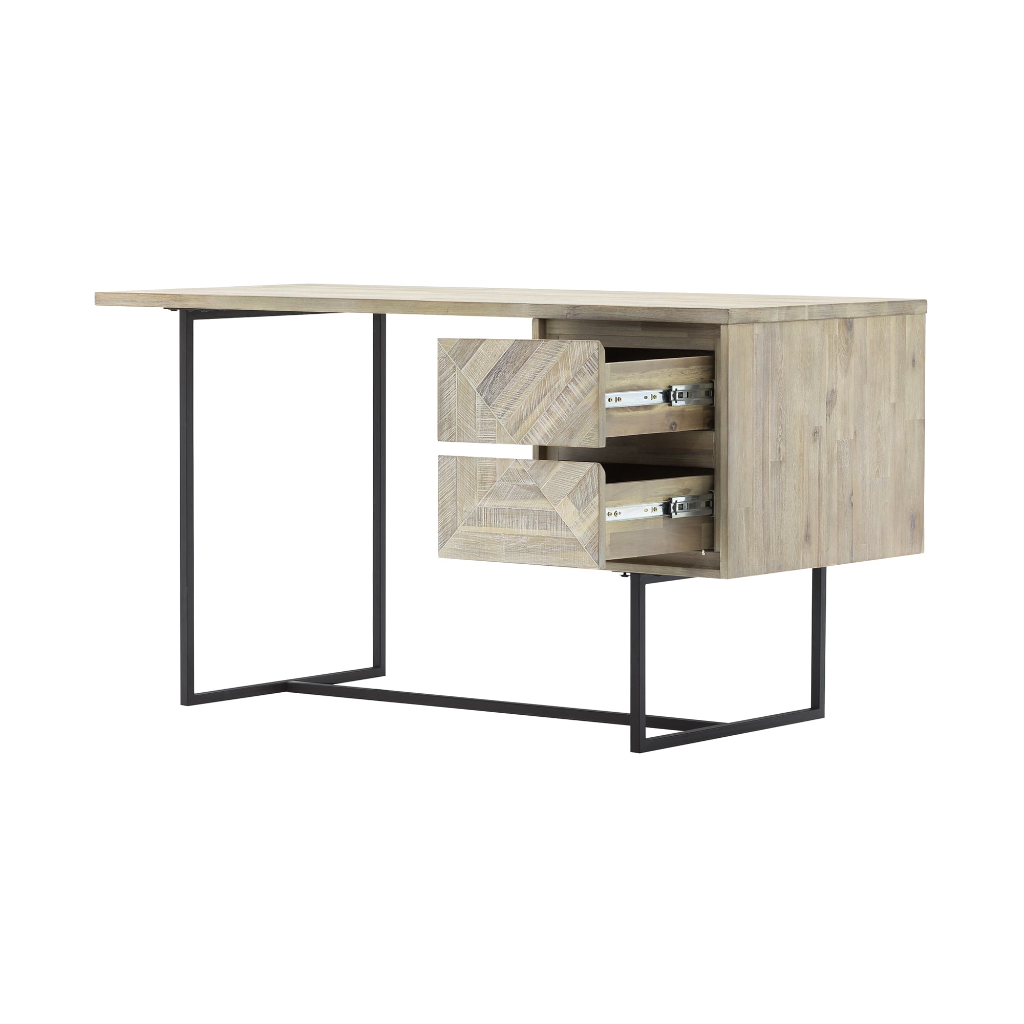2-Drawer Desk in Natural Acacia Wood