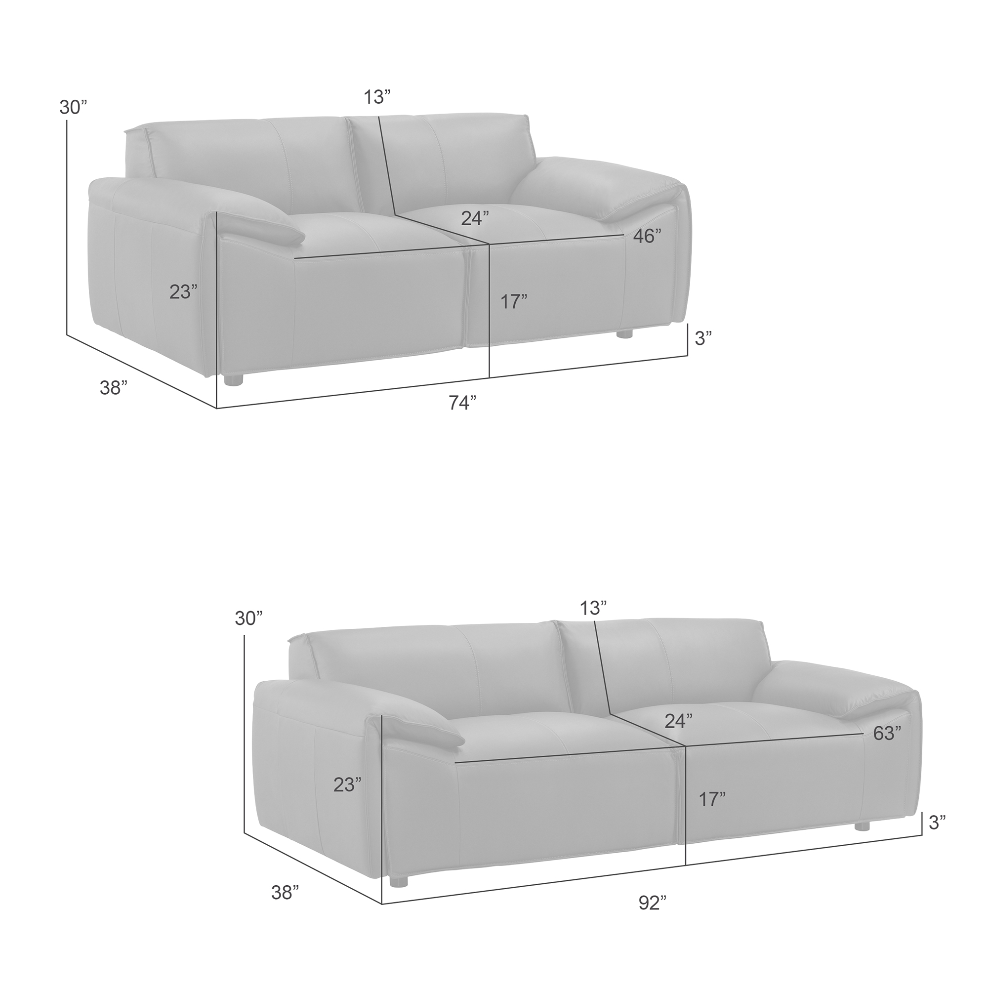Armen Living Tanner 2-pc. Top-Grain Leather Living Room Set