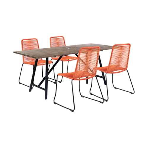 Contemporary 5-Piece Outdoor Dining Set with Rope Details