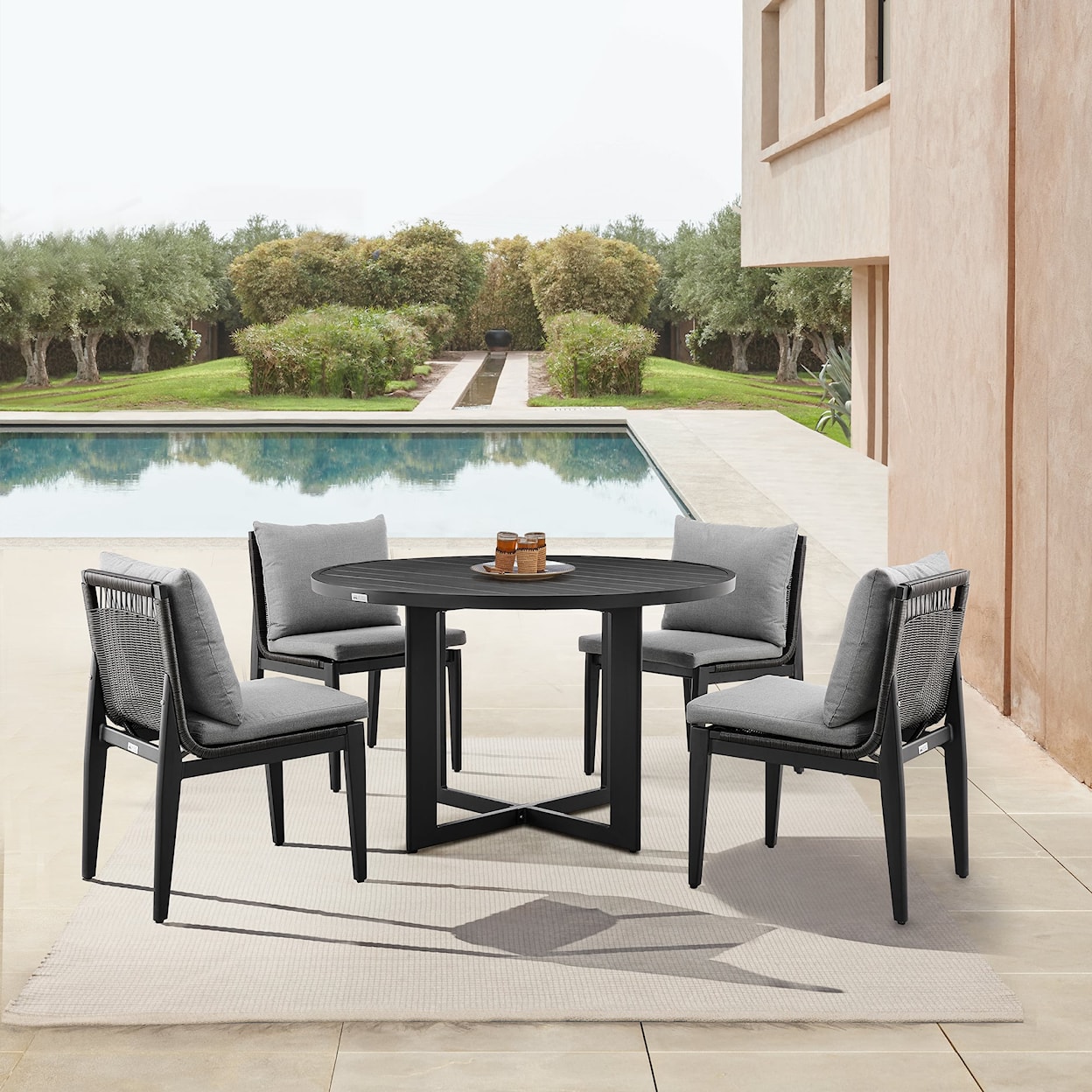 Armen Living Grand Set of 2 Outdoor Dining Chairs