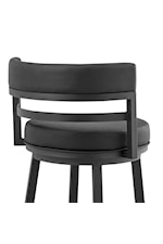 Armen Living Madrid Contemporary Swivel Bar Height Faux Leather and Metal Bar Stool