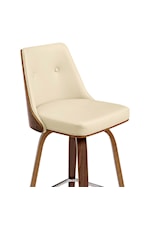 Armen Living Nolte Contemporary Swivel Bar Stool in Faux Leather and Walnut Wood