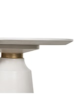 Armen Living Pinni Pinni White Concrete Round Dining Table with Bronze Painted Accent
