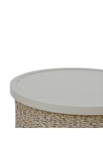 Armen Living Pavilion Modern Coastal 20" Round Aluminum-Top Woven End Table