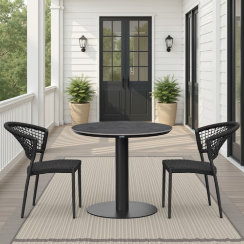 Modern Coastal 3-pc. Outdoor Bistro Set with Stone-Top Pedestal Table