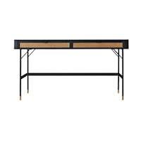 Contemporary 2-Drawer Desk with Woven Cane