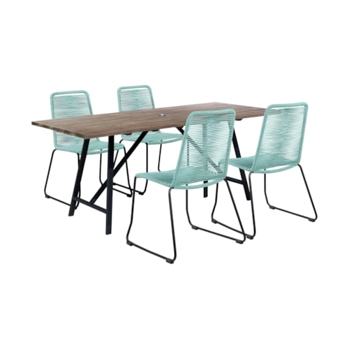 Contemporary 5-Piece Outdoor Dining Set with Rope Details
