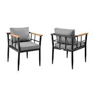 Set of 2 Contemporary Outdoor Patio Dining Chairs
