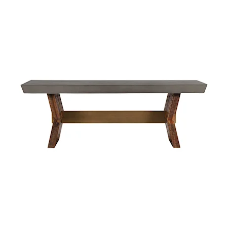 Contemporary Rectangular Wood Dining Table with Concrete Top