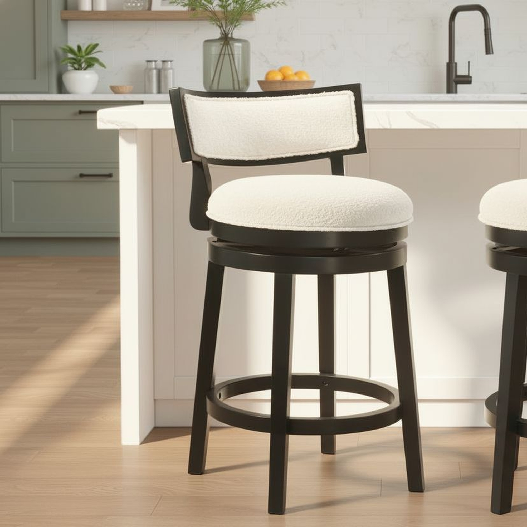 Armen Living Noely Upholstered Round Swivel Counter Stool