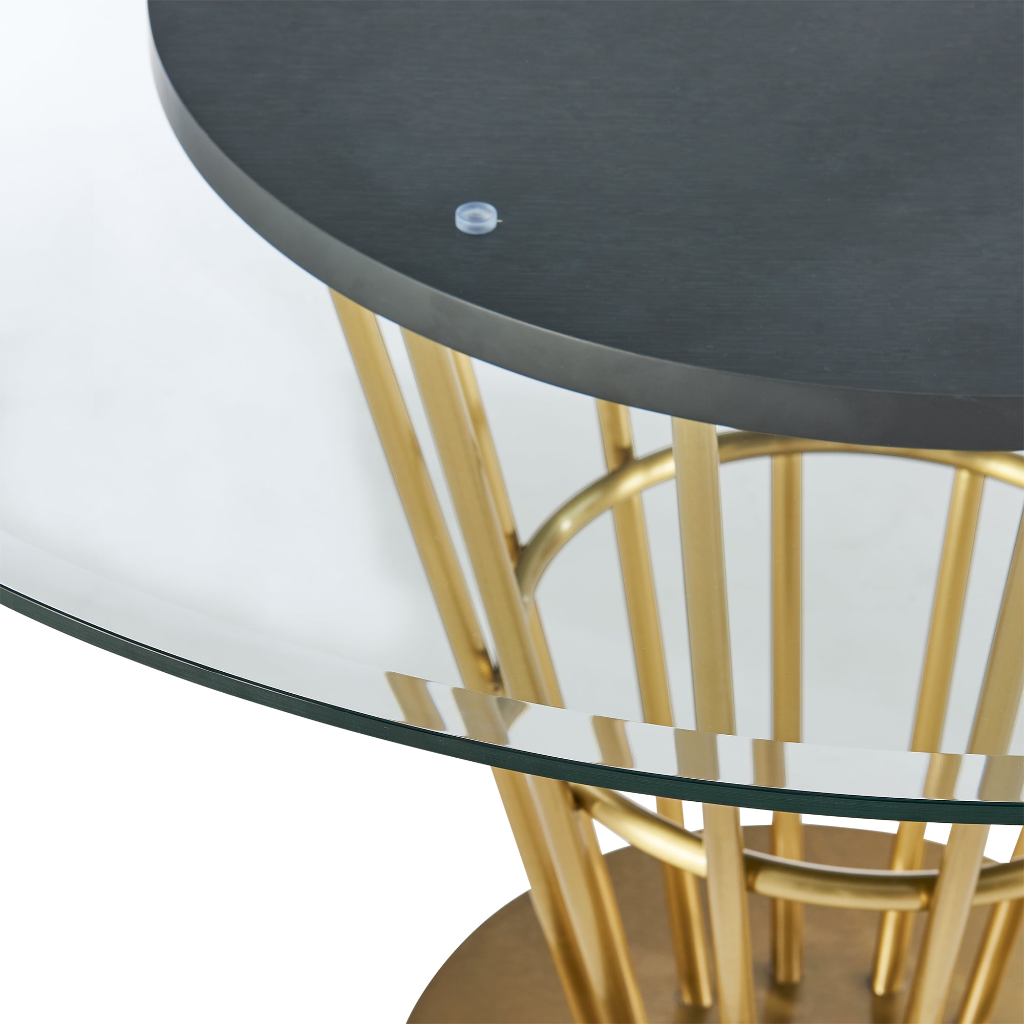 Armen Living Veronica 48" Round Glass-Top Dining Table