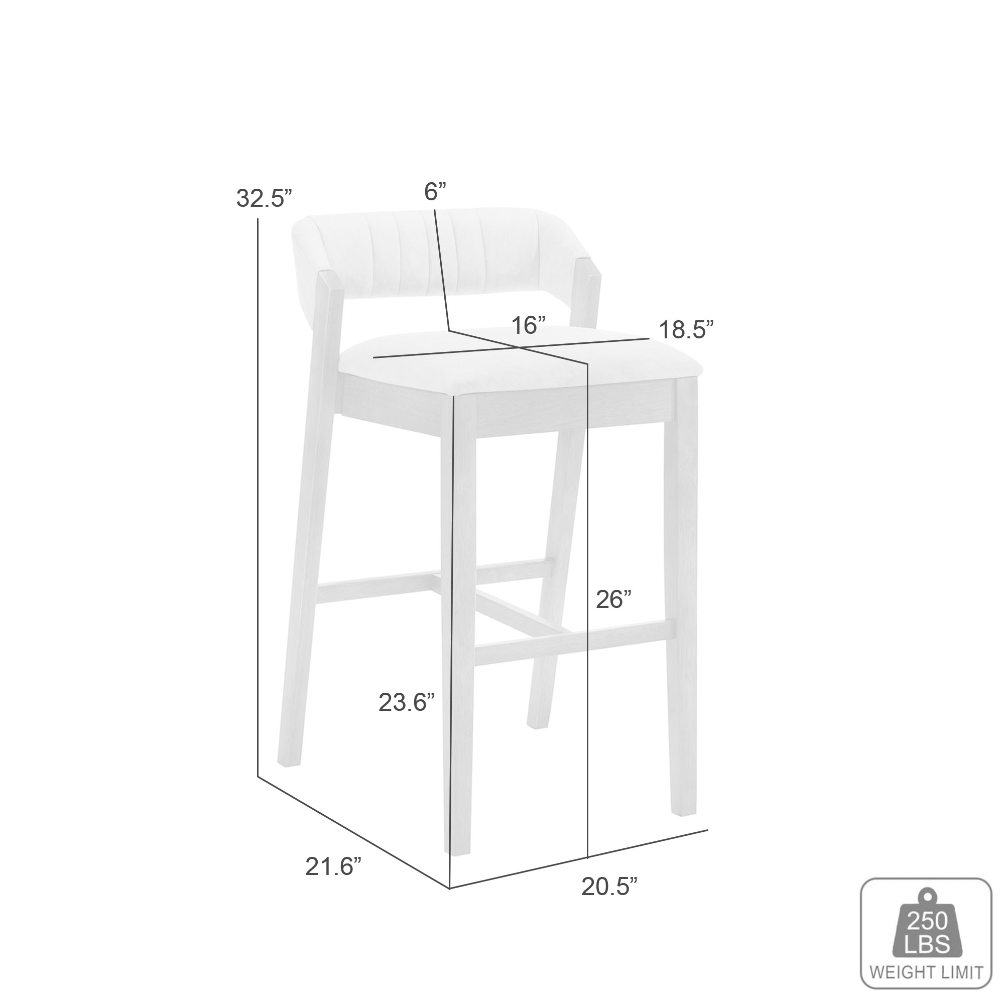 Armen Living Landyn Low-Back Counter Stool w/Channel Tufting