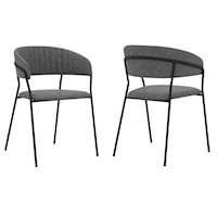 Nara Modern Gray Faux Leather and Metal Dining Room Chairs - Set of 2