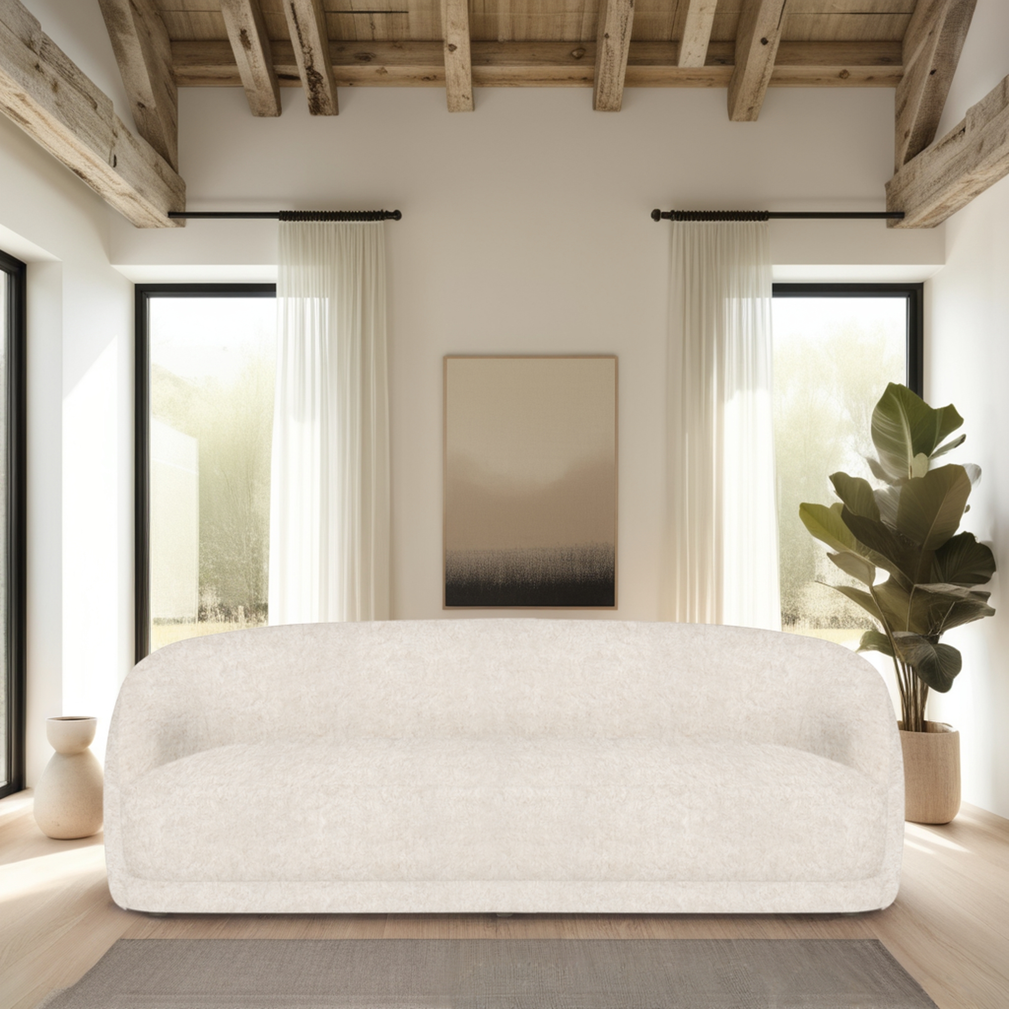 Curved-Back Three-Seat Sofa