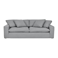 Contemporary Gray 2-Cushion Sofa with Tuxedo Arms