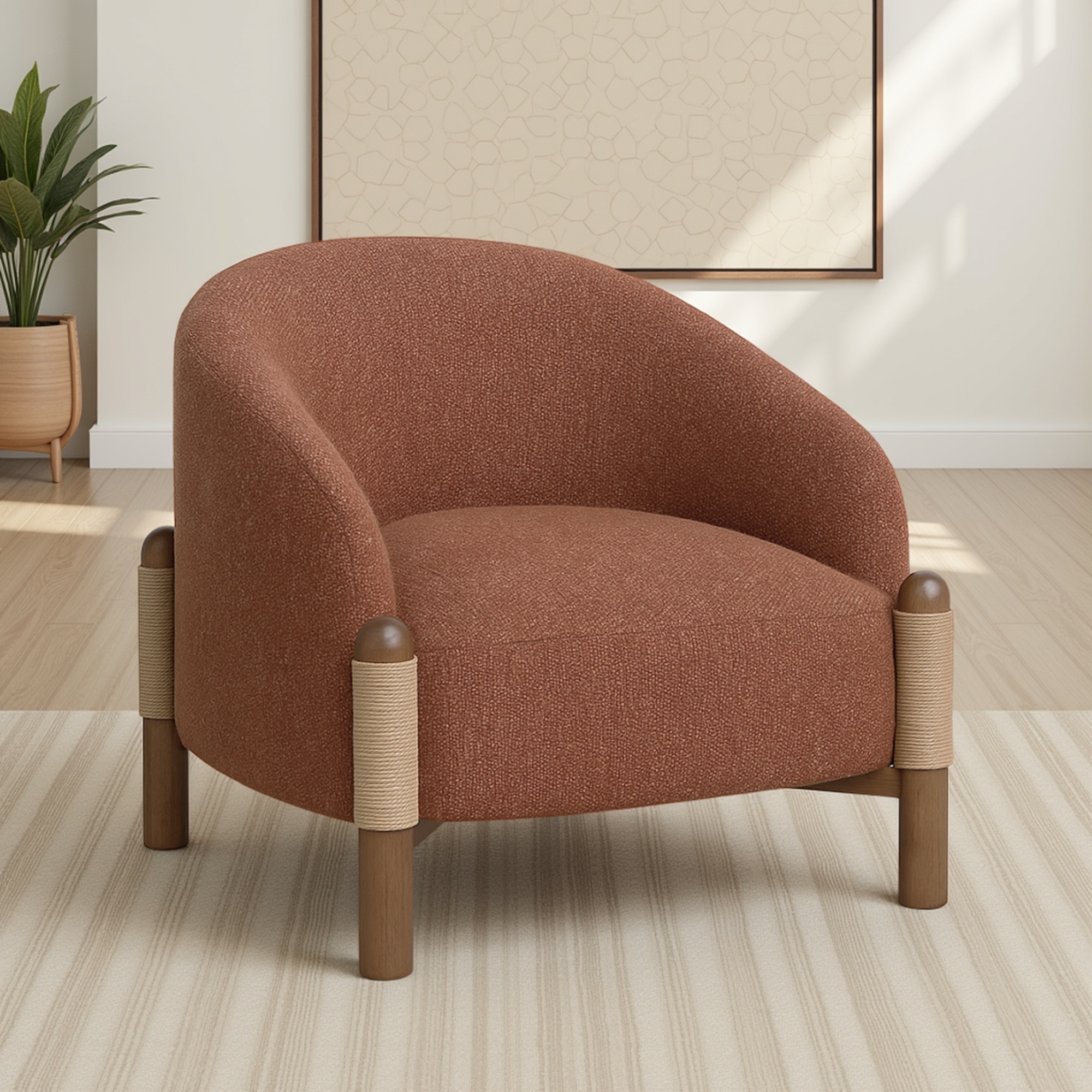 Armen Living Stormy Barrel-Back Accent Chair