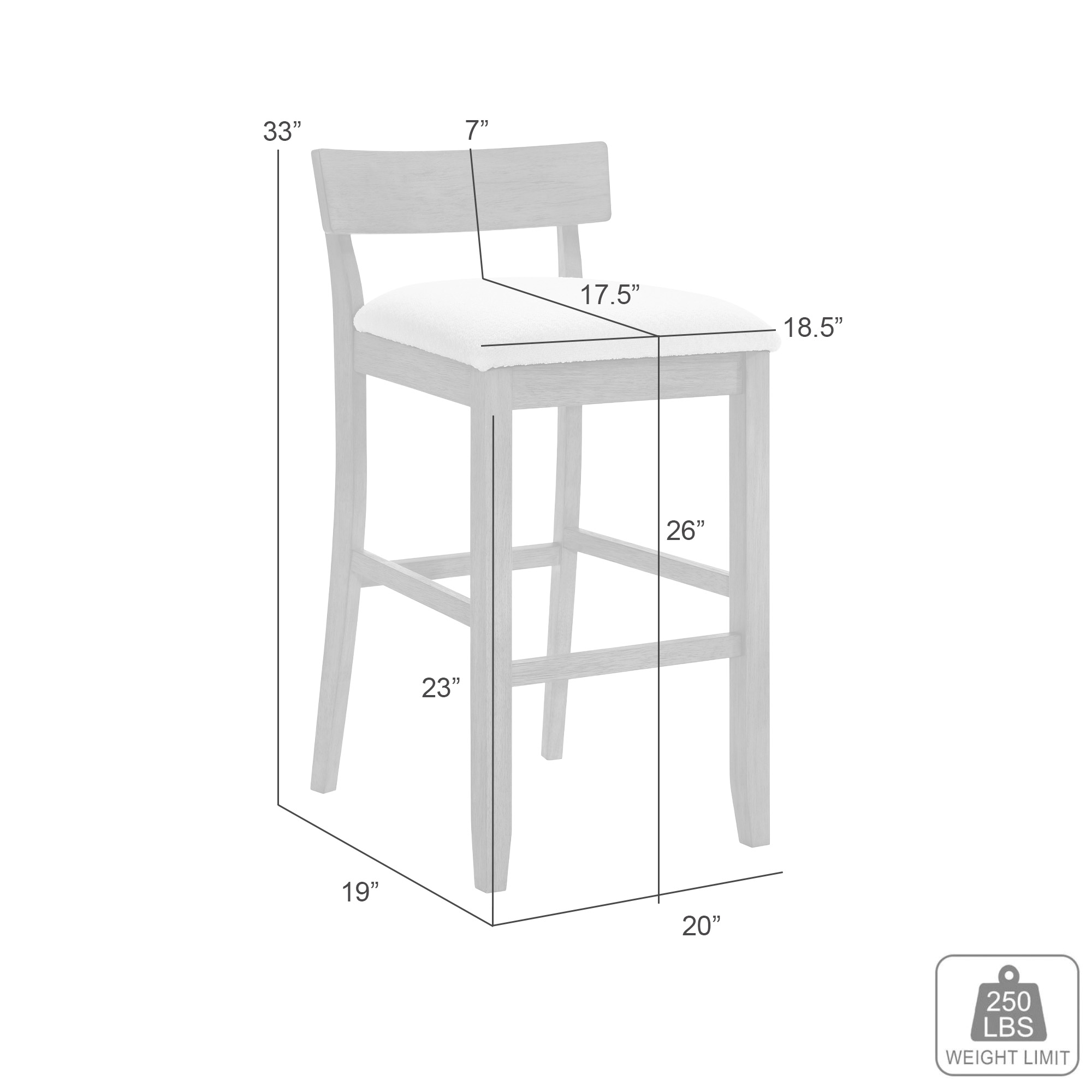 Armen Living Merie Upholstered Low-Back Fixed Counter Stool