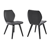 Ontario Gray Faux Leather and Black Wood Dining Chairs - Set of 2