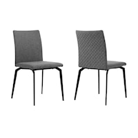 Lyon Gray Fabric and Metal Dining Room Chairs - Set of 2