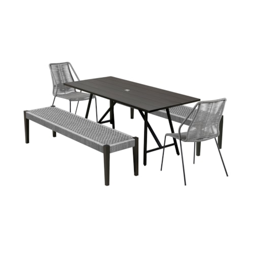 Contemporary 5-Piece Outdoor Dining Set with Rope Detailed Seating