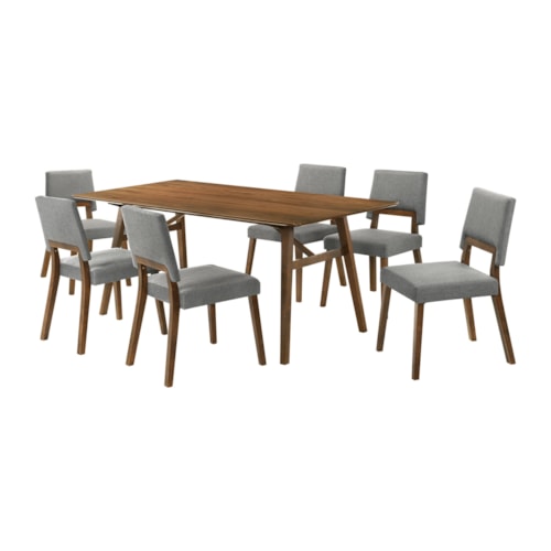 Mid-Century Modern 7-Piece Wood Dining Table Set