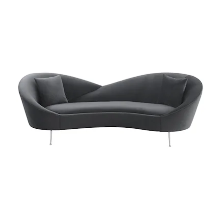 Contemporary Sweetheart Back Sofa with Silver Legs