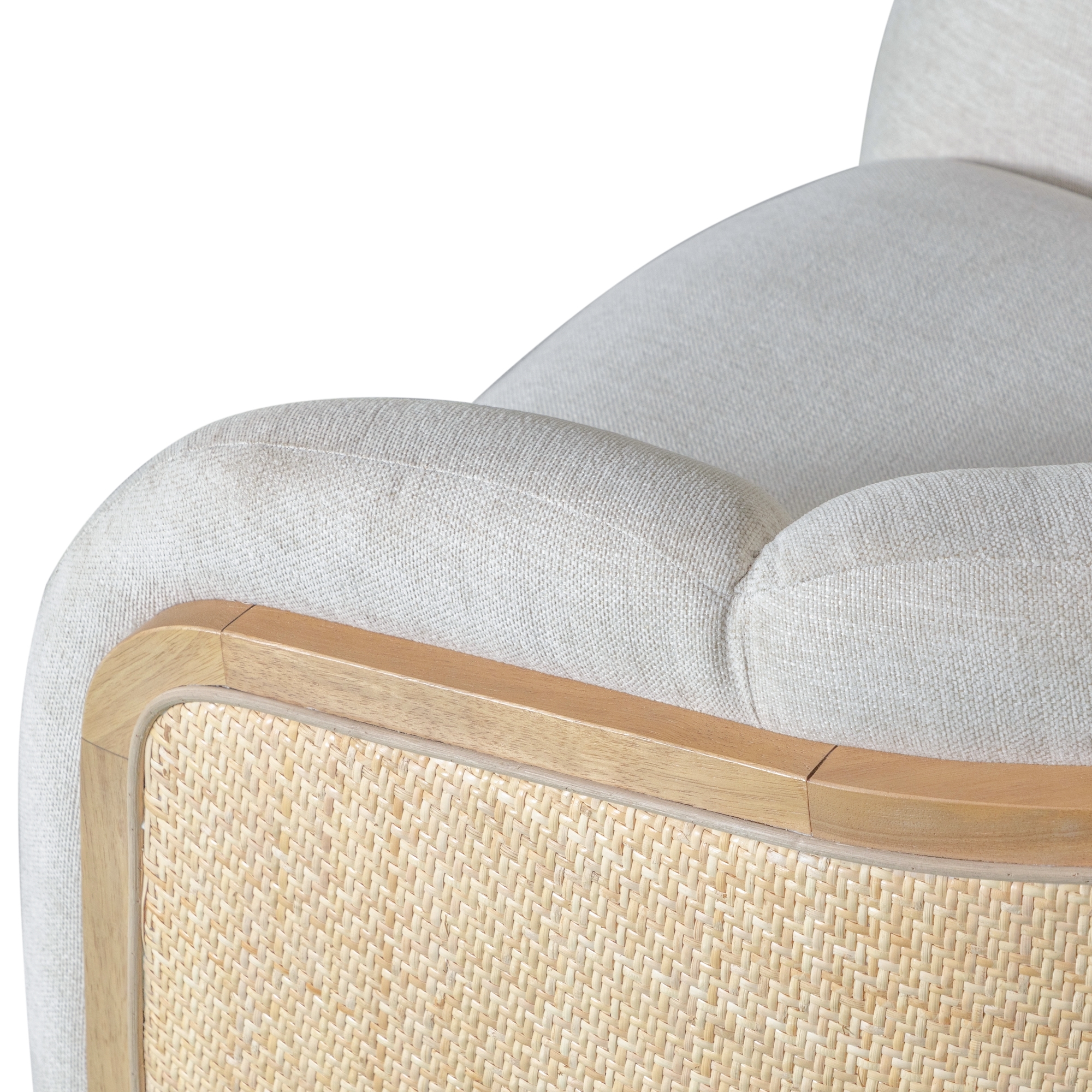 Armen Living Violet Rattan-Back Barrel Chair