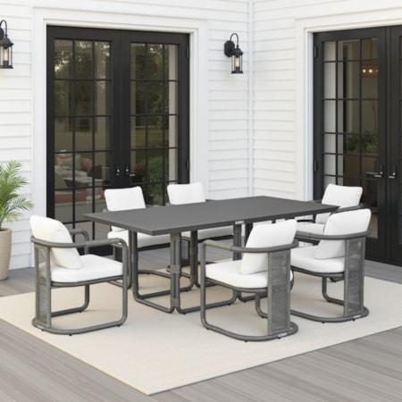 Outdoor 7-pc. Modern Coastal Dining Set