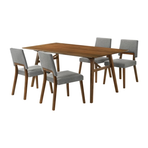 Mid-Century Modern 5-Piece Wood Dining Table