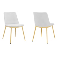 Messina Modern White Velvet and Gold Metal Leg Dining Room Chairs - Set of 2