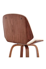 Armen Living Arabela Mid Century Modern Walnut Wood Swivel Bar Stool with Cream Faux Leather Seat