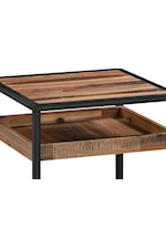 Armen Living Ludgate Rustic Rectangular Coffee Table with Shelf in Acacia and Black Metal