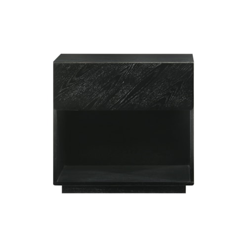 Contemporary 1-Drawer Wood Nightstand in Black Finish