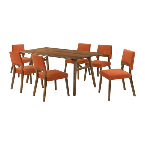 Mid-Century Modern 7-Piece Wood Dining Table Set
