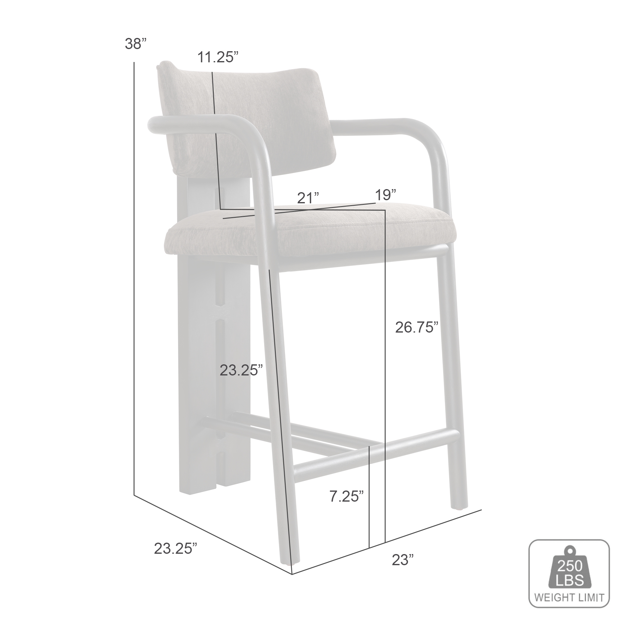 Armen Living Aaliyah Upholstered Counter-Height Stool