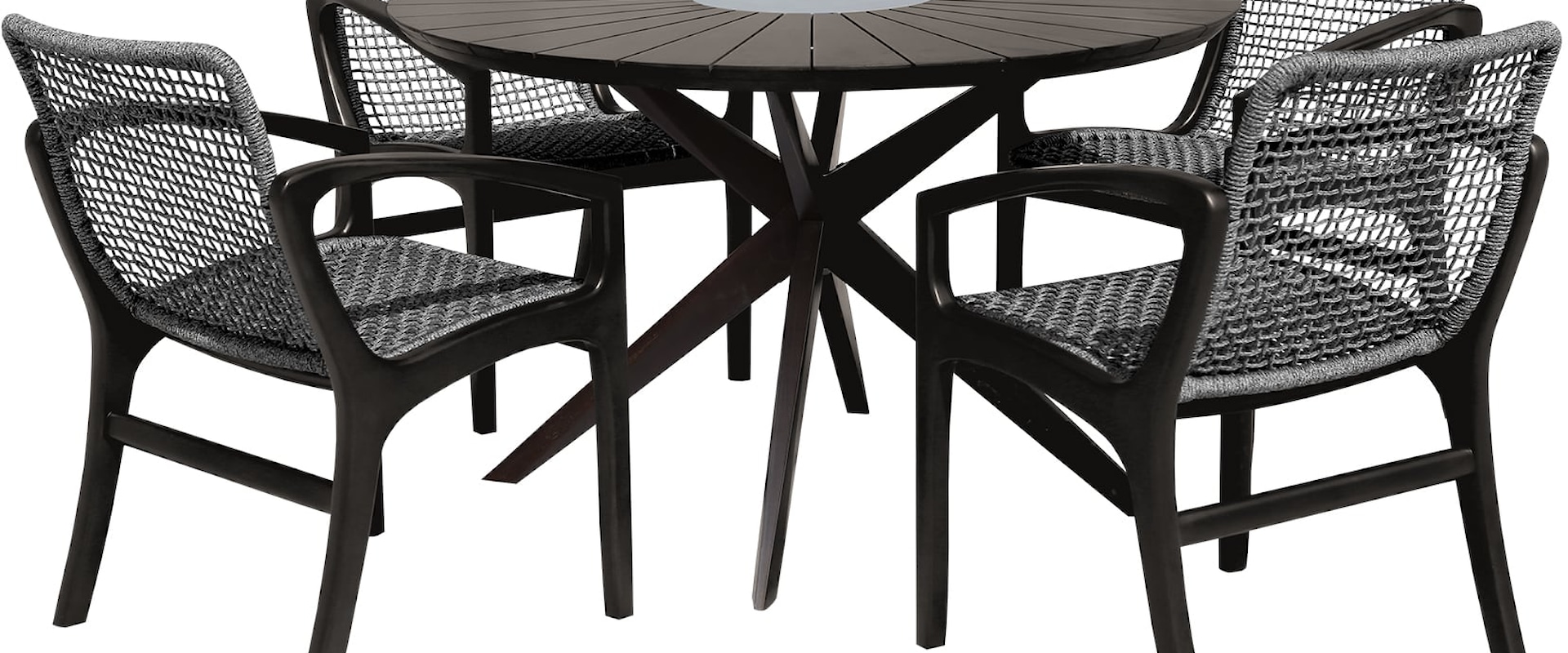 Contemporary 5-Piece Outdoor Round Dining Table Set