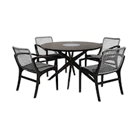 Contemporary 5-Piece Outdoor Round Dining Table Set