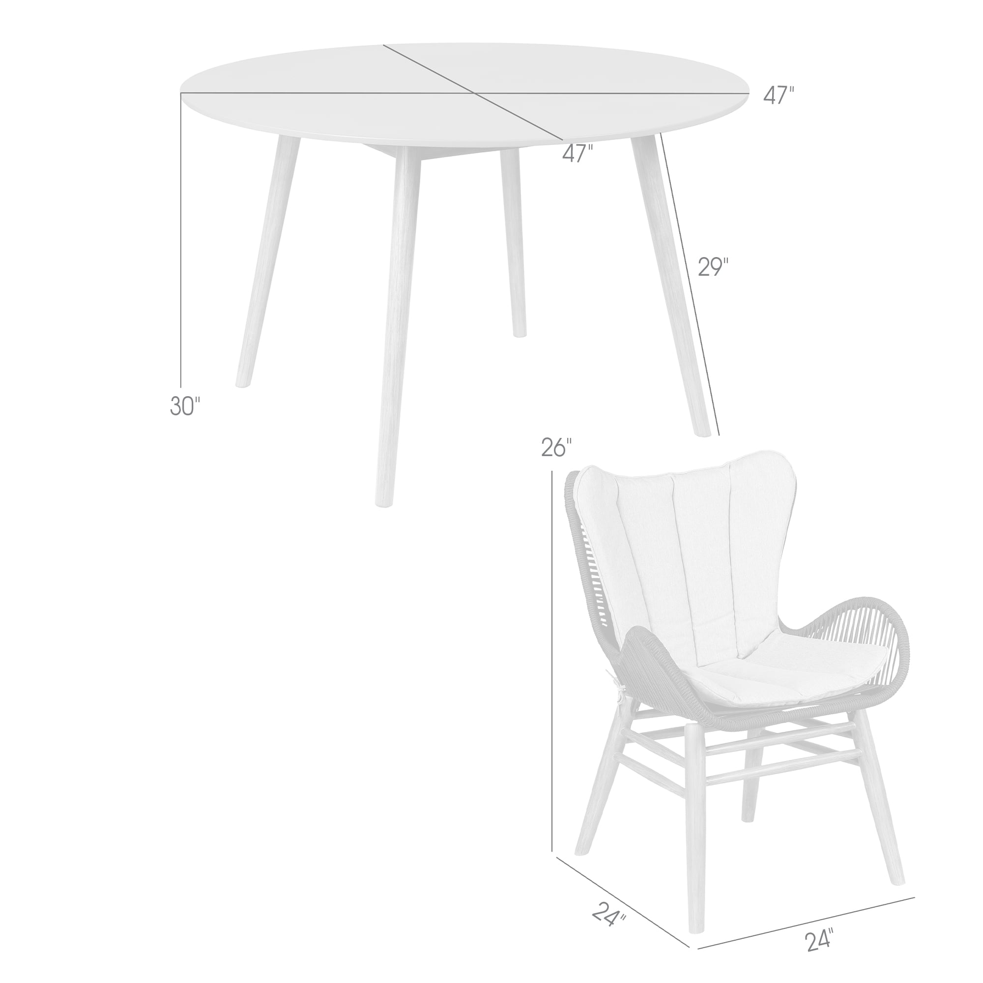 Armen Living Kylie / Mateo 5-Piece Outdoor Dining Set
