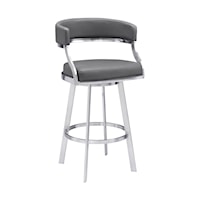 Contemporary 30" Bar Height Swivel Barstool with Stainless Steel Base