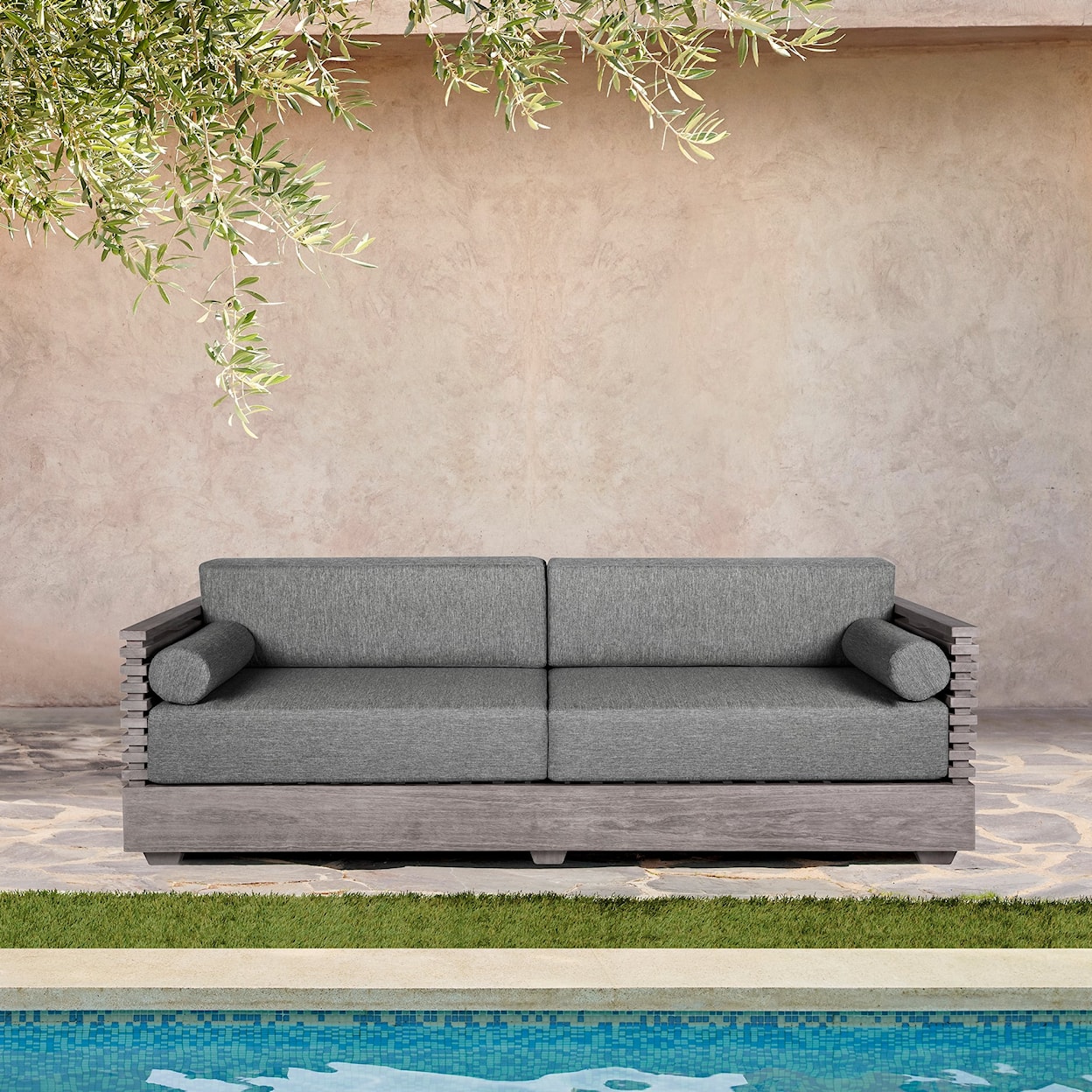 Armen Living Vivid Outdoor 2-Cushion Sofa