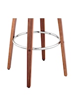 Armen Living Julius Mid Century Modern Faux Leather and Walnut Wood Bar Stool