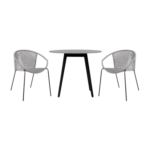 Contemporary 3-Piece Outdoor Dining Set with Barrel Back Chairs