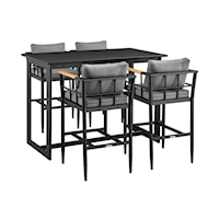Orlando Outdoor Patio 5-Piece Bar Table Set in Aluminum with Grey Cushions