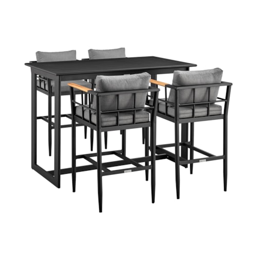 Contemporary 5-Piece Outdoor Bar Dining Set