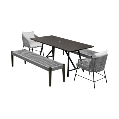 Contemporary 5-Piece Outdoor Dining Set with Rope Detailed Seating