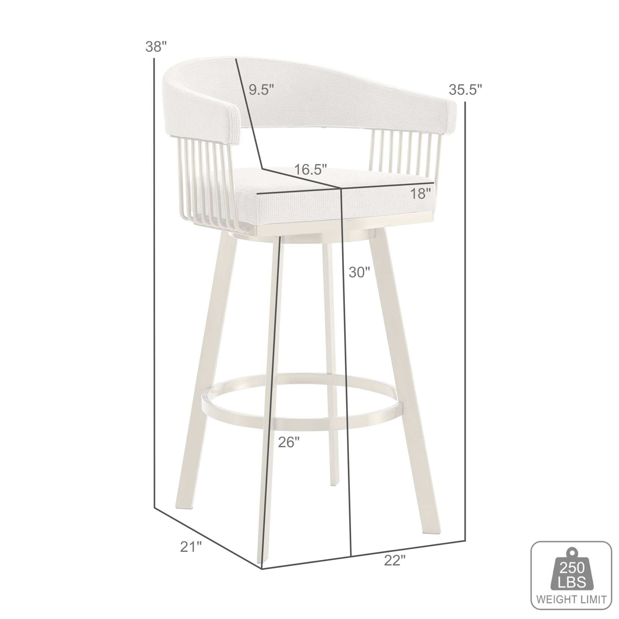 Armen Living Chelsea Swivel Bar Stool