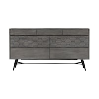 Contemporary Gray Wood Dresser with 6 Drawers